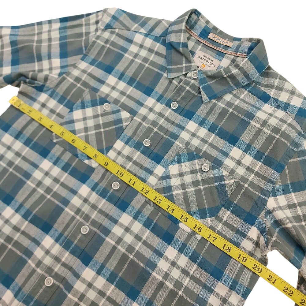 Quiksilver Waterman Mens Small Green Flannel Shirt Plaid Tailored Fit Casual - Picture 10 of 12